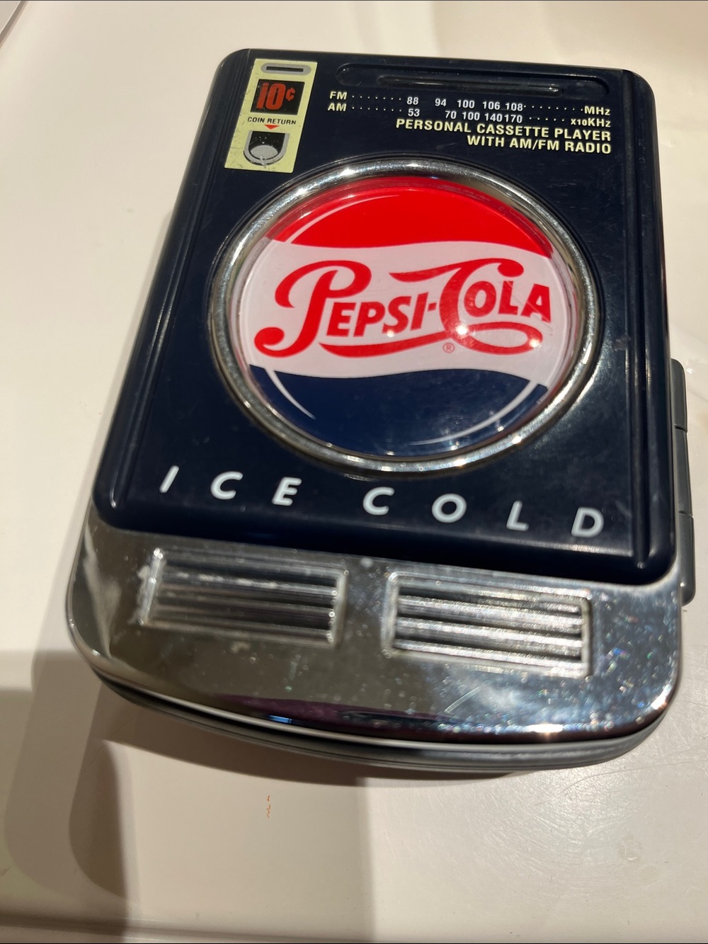 “PEPSI” Retro Black Personal Cassette Player with AM/FM Radio